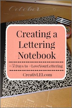 a black and white leopard print notebook with the words creating a lettering notebook on it