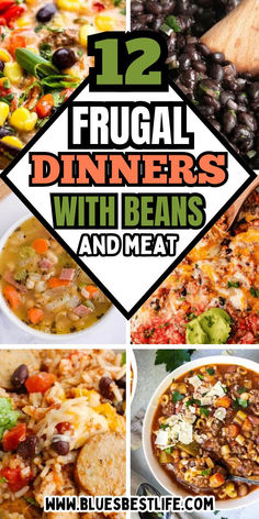 A collection of bean recipes for dinner. Healthy Bean Recipes, Recipes Using Beans, Bean Soups, Family Dinner Menu, Rice And Beans Recipe, Healthy Beans