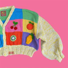 Fruit Cardigan,patchwork Cardigan, Chunky Cropped Cardigan for Woman, Knitted Cardigan,recycled Cotton Yarn - Etsy Crochet Chunky Cardigan, Fruit Cardigan, Patchwork Crochet Cardigan, Patchwork Crochet, Patch Cardigan, Patchwork Cardigan, Chunky Crochet, Knitted Cardigan, Cropped Cardigan