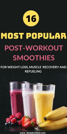 Looking for a solid post workout recovery and looking for some easy post workout smoothies that are healthy, aid in recovery, build muscle and burn fat? No worries! Just click here and find every type of post workout smoothie recipes: post workout smoothies for weight loss, post workout protein smoothies for building muscle, post workout blueberry smoothie, post workout banana smoothie, post workout smoothie without powder; post workout smoothie vegan, post workout smoothie keto, coffee, peanut. Super Smoothies, Workout Shakes