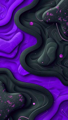 an abstract painting with purple and black colors