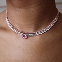 18k gold pink sapphire Hepburn choker 7.16cts pink sapphires 16" in length #AKHCK-PS-RG Expensive Jewelry Luxury, Anita Ko, Dope Jewelry, Classy Jewelry, Expensive Jewelry, Jewelry Lookbook, Fancy Jewelry, Rose Gold Jewelry, Girly Jewelry