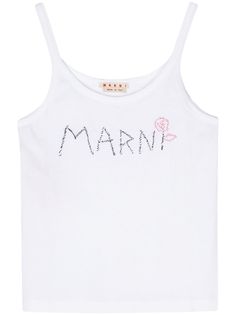 white cotton jersey texture round neck sleeveless embroidered logo at the chest straight hem Chloe 2024, Yoko London, City Dress, Iconic Bags, Summer Beach Wear, Cotton Top, Lady Dior, Cotton Tops, Linen Shirt