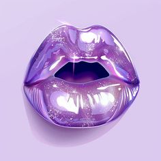 a purple lip with glitter on it's lips and the bottom part of its mouth