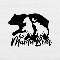 the mama bear logo is shown in black and white