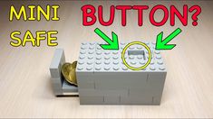 a lego box with a coin in it and the words'mini button safe '