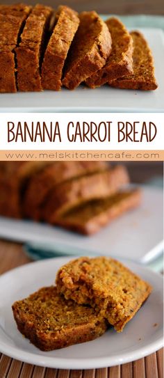 banana carrot bread on a white plate