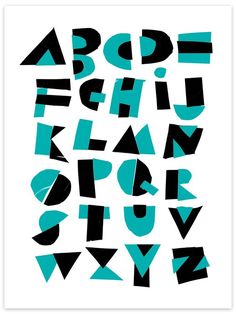 the alphabet is made up of different shapes and sizes, including letters that appear to be painted