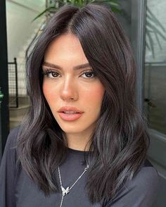 Fall Haircuts for Oval Face 2023 15 Ideas Dark Brown Hair Styles Medium Length, Ghost Layers Haircut Medium, Mid Length Hair Haircuts, Medium Haircut Fine Hair, Hair Cuts For Oval Face Shape Medium, Chocolate Brown Hair Medium Length, Lob 2023, Styling Mid Length Hair, Haircuts For Medium Hair Round Face