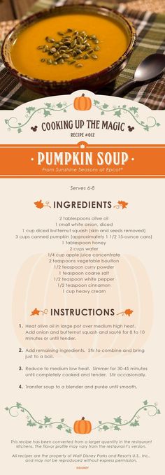 the pumpkin soup recipe is shown in this image