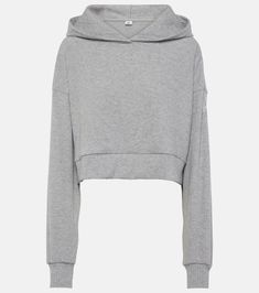 Muse ribbed-knit cropped hoodie in grey - Alo Yoga | Mytheresa Stretch Ribbed Hooded Top, Ribbed Hooded Top For Loungewear, Hooded Ribbed Tops For Loungewear, Casual Stretch Ribbed Hoodie, Ribbed Hoodie For Loungewear, Ribbed Hooded Hoodie For Loungewear, Alo Yoga Casual Sweater For Loungewear, Casual Alo Yoga Sweater For Loungewear, Casual Ribbed Hoodie Top