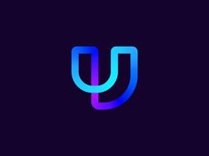 the letter u is made up of blue and purple lines on a dark background,