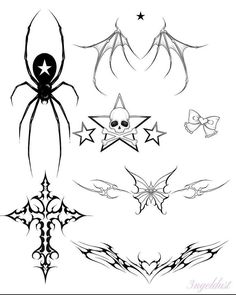 various tattoo designs with stars and skulls on them