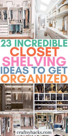 an organized closet with lots of clothes and other items in it, including drawers, shelves,