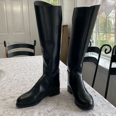 Nwt, I’ve Never Worn These. Perfect Shape! Classic Riding Boots Medium Width, Classic Medium Width Riding Boots, Classic Knee-high Outdoor Boots, Classic Waterproof Boots, Classic Waterproof Boots With Round Toe For Riding, Classic Round Toe Boots For Shows, Classic Black Boots For Shows, Tall Riding Boots, Over The Knee Boots