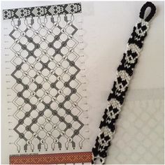 a black and white crochet pattern next to a ruler