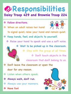 a poster with words describing the rules for kids to use in their classroom or home