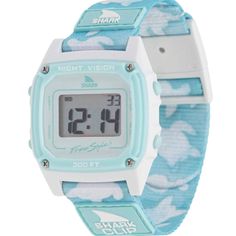 SHARK CLASSIC CLIP TRIPPY TURTLE AQUA Shark Clip Watch, Freestyle Watches Sharks, Shark Watch, Pink Monochrome, Freestyle Watch, Watch Safes, Malibu Blue, Shark Clip, Lavender Tea