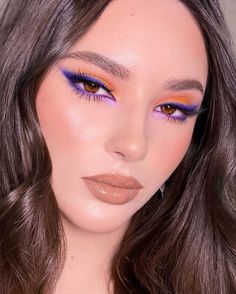 Matte Make Up, Edgy Makeup, Purple And Orange