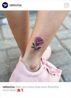 a small rose tattoo on the ankle