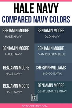 an image of the names of different navy colors