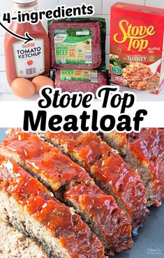 meatloaf recipe with ingredients to make it in the slow cooker and then baked