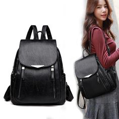 Brand Name: CyflymderPlace Of Origin: HE BEI ProvinceOrigin: CN(Origin)Main Material: PUCapacity: 36-55 LitreItem Type: BackpacksStyle: FashionClosure Type: zipperTechnics: EmbossingExterior: Flap PocketRain Cover: NoGender: WOMENCarrying System: Arcuate Shoulder StrapLining Material: PolyesterPattern Type: SolidDecoration: ChainsBackpacks Type: SoftbackInterior: Interior Slot PocketInterior: Cell Phone PocketInterior: Interior Zipper PocketInterior: Interior CompartmentHandle/Strap Type: Soft H Trendy Black Leather Backpack, Trendy Black Backpack With Zipper Closure, Trendy Black Backpack With Zipper Pocket, Black Leather Shoulder Bag For Students, Casual Black Leather Softback Backpack, Black Large Capacity Softback Leather Backpack, Black Back To School Backpack, Black Anti-theft Shoulder Bag, Black Anti-theft Leather Backpack For School