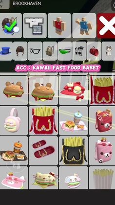 the game has many different food items on it