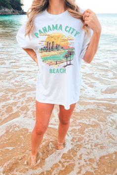 🍄 Vintage look, retro inspired Panama City Beach T-Shirt 🍄 Summer beach design, great for any beach vacation, family trip, girls trip, and more 🍄 Unisex Crew Neck, high quality, super soft shirt 🍄 Comfort Colors brand, 100% garment-dyed ringspun cotton, relaxed fit 🍄 Make sure to size up for a more oversized tee look or size up 2 sizes for a t-shirt dress look 🍄 Please refer to the sizing chart in the photos to find the size that fits you best  Thank you for visiting and please reach out i Pickle Shirt, Barbie Shirt, Vacation Tshirt, Single Shirt, Hot Beach, Crewneck Vintage, Summer Beach Party, City Vacation, Shirts Funny