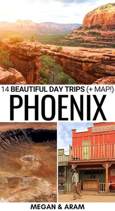 a poster with the words beautiful day trips and map phoenix