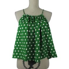 Curvy Girl By Ashley Stewart Trapeze Top, New With Tags, Original Price $34.50 Size: 3x Easy Wear, Adjustable Shoulder Straps, Back Keyhole Color: Green With White Polka Dots Crop Length Non- Stretch Woven Machine Wash Shoulder To Hem 23" Pet Free, Smoke Free Environment Carefully Packed, Fragile Stickers On Package Please Ask Questions Before Purchase Style Tags: Blogger Favorite, Casual, Coastal, Colorful, Flow Green Sleeveless Camisole For Day Out, Sleeveless Polka Dot Tops For Vacation, Spring Chic Polka Dot Tank Top, Chic Polka Dot Tank Top For Spring, Polka Dot Tops For Summer Beach Days, Polka Dot Tops For Beach In Summer, Polka Dot Summer Tops For Beach, Polka Dot Sleeveless Cotton Top, Sleeveless Polka Dot Cotton Tops