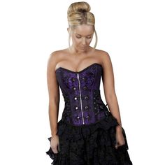 Rock Purple Brocade Overbust Corset Purple King, Sweetheart Corset, Gothic Costume, Modern Punk, Historical Design