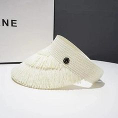 Style: Summer Tiered Straw Visor Hats Item Type: Sun Hats Feature: Sun Protection Pattern Type: Solid Size: 22.05-22.83in / 56~58cm, one size fits all Material: Paper Straw Material: Polyester Tassels Design, Straw Visor, Hat Beret, Sun Cap, Visor Hat, Visor Hats, Party Dress Short, Sun Visor, Wide Brimmed Hats