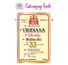 an image of a wine label with the words viridanana and three years on it