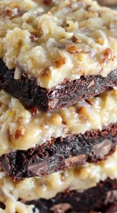 three brownies stacked on top of each other