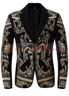 Black Floral Velvet Embroidered Blazer Jacket for Men  Condition: Brand NewColor:BlackMaterial: VelvetOccasion: Party, Wedding, Events, Photo shoot or ShowsSleeve Length: Long SleevesCollar: V-neckClosure Type: Single BreastedIncludes: Jacket   amp;nbsp; Blazer Men Casual, Men Shawl, Casual Blazer Men, African Embroidery, Embroidery Cardigan, Black Blazer Men, Prom Costume, Embroidered Blazer, Velvet Cardigan