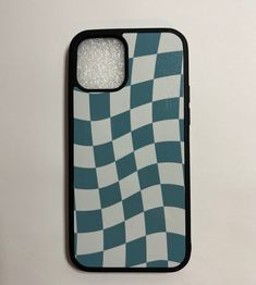 an iphone case with a checkered pattern on it