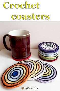 Free crochet pattern for making coasters. The pattern contains details and step by step photos on how to complete each row.