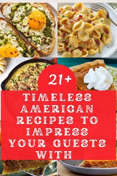 the words, 21 times american recipes to pamp guests with hearty breakfasts