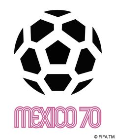 a soccer ball with the word mexico 70 written in pink and black on top of it