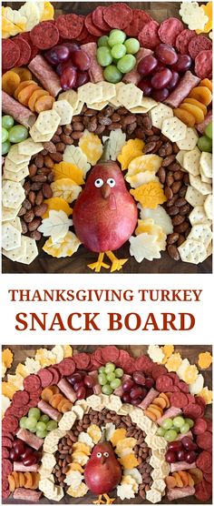 the thanksgiving turkey snack board is ready to be eaten