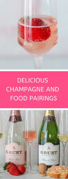 champagne and food pairings with the words delicious champagne and food pairings