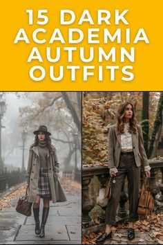 Step into the world of dark academia with these 15 stylish autumn outfits. From cozy sweaters to vintage blazers, discover how to blend scholarly charm with autumnal vibes effortlessly. Perfect for those who love a touch of mystery in their fall fashion. Sage Green Wedding Dress, Dark Academia Look, Vintage Blazers, Silver Wedding Dress, Fairy Tale Wedding Dress, Dark Academia Fashion, Academia Fashion