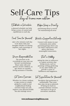 Being a stay at home mom is a fulfilling but demanding role and it can feel like we don’t have any time for self care. Balancing household tasks, childcare and ones own needs can feel VERY overwhelming. In this blog post we will explore effective self care strategies specifically designed for stay at home moms. From establishing routines to finding moments of solitude these tips aim to prioritize the well being of mothers. Sahm Self Care Routine, How To Be A Good Stay At Home Mom, Self Care For Families, Stay At Home Mom Self Care, New Mom Self Care Routine, Stay At Home Mom Essentials, Sahm Self Care, How To Be A Stay At Home Mom