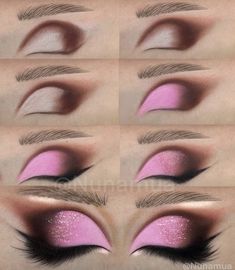 Makeup Ideas Step By Step Eyeshadows, How To Eyeshadow, Eyeshadow Looks Step By Step, Crazy Eye Makeup, Beginners Eye Makeup, Pink Eye Makeup