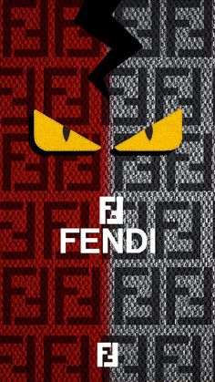 an image of the face of fendi in red, white and black knitted fabric