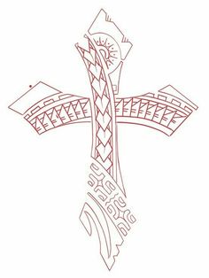 a cross with the word jesus on it and an arrow in the middle is drawn by hand