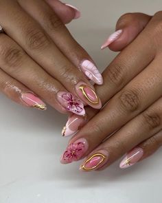 Fun Nail Ideas Almond Shape, Gel Nail Designs Aesthetic, Almond Acrylic Nails Black Women, Nail Inspiration Pink, Strawberry Wine, Wild Strawberry, Acrylic Nails Coffin Pink, Almond Acrylic Nails