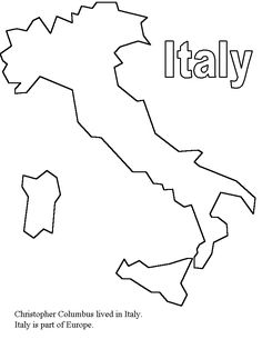 the map of italy is shown in black and white, with words that read italy