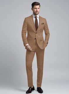 Indulge in the allure of classic refinement with our Loro Piana Alessia Wool Silk Linen Suit. Crafted with meticulous attention to detail from a luxurious blend of wool, silk, and linen, this ensemble is enveloped in a rich brown hue and adorned with a refined Solid pattern. It transcends mere clothing to become an expression of refined taste and unparalleled comfort. Whether gracing the halls of a formal dinner or stepping into the spotlight of special occasions, you become the embodiment of style, commanding attention with effortless elegance and confidence.   A marriage of elegance and comfort, Loro Piana fabrics are made using the highest quality raw materials in the world, in their purest form or blended together. A sophisticated response to the dictates of contemporary elegance, thes Timeless Beige Wool Suits, Luxury Fitted Linen Suit, Timeless Linen Suit, Elegant Linen Suits With Notch Lapel, Elegant Beige Wool Suit, Luxury Beige Suits, Timeless Formal Linen Suit, Timeless Linen Formal Suits, Timeless Linen Suit For Formal Occasions